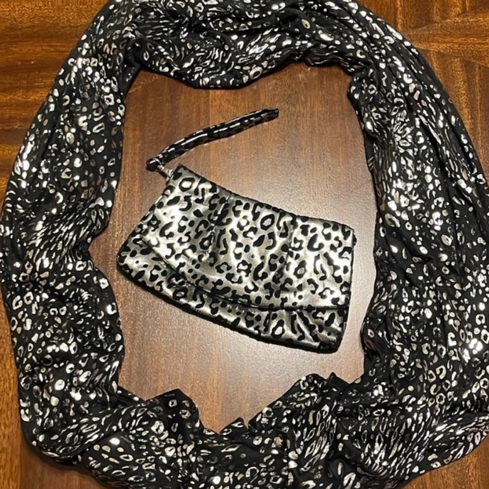 Matching Set - Infinity Scarf & Wristlet Animal Print with Foil Accents